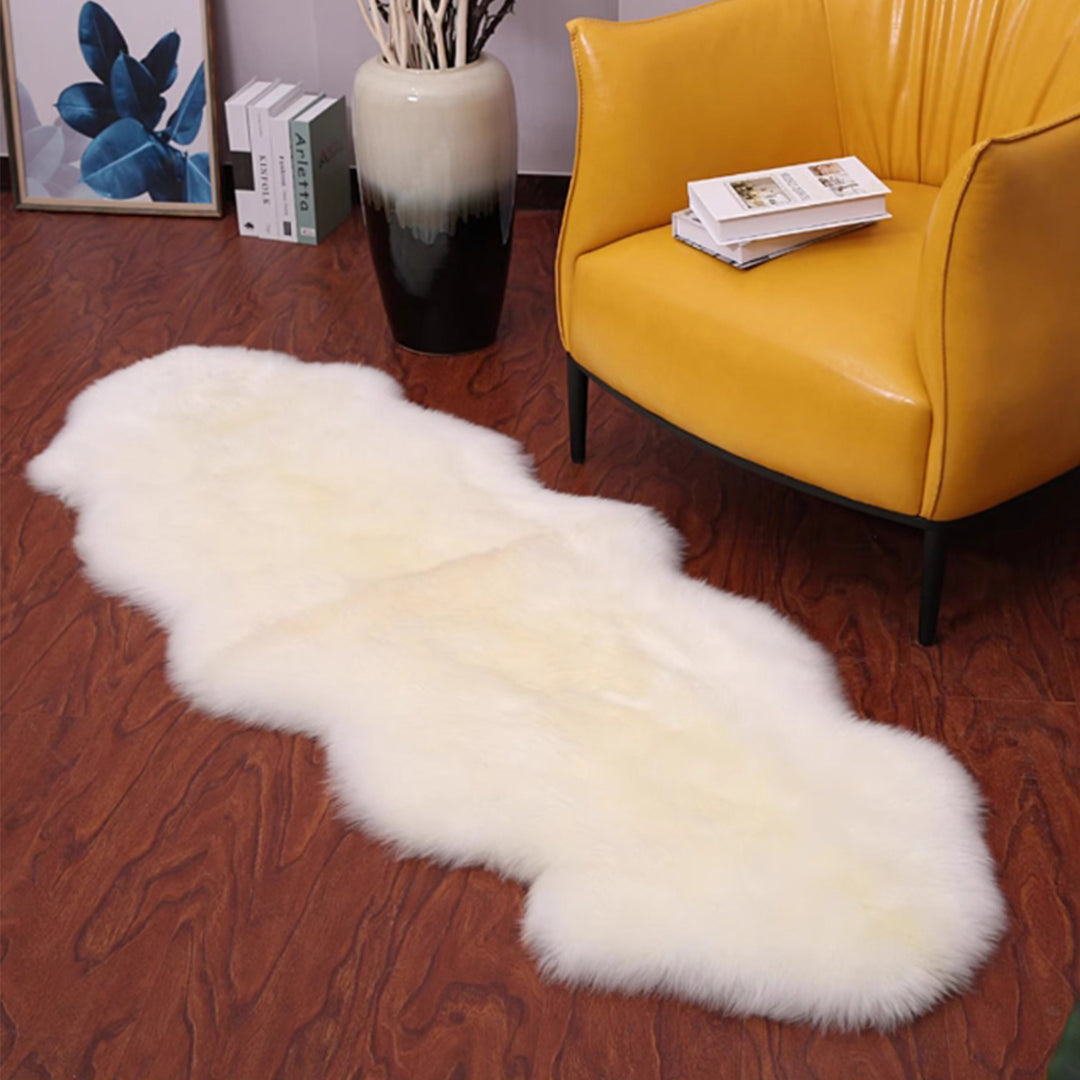 MAS-2398 Masdio White Area Wool High Pile Rug Masdio