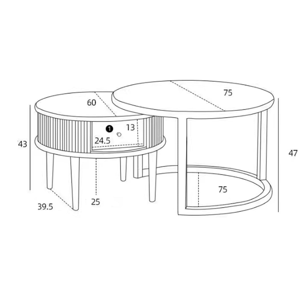 MAS-2485 Masdio DOLF Japandi Solid Wood Nesting Coffee Table Masdio