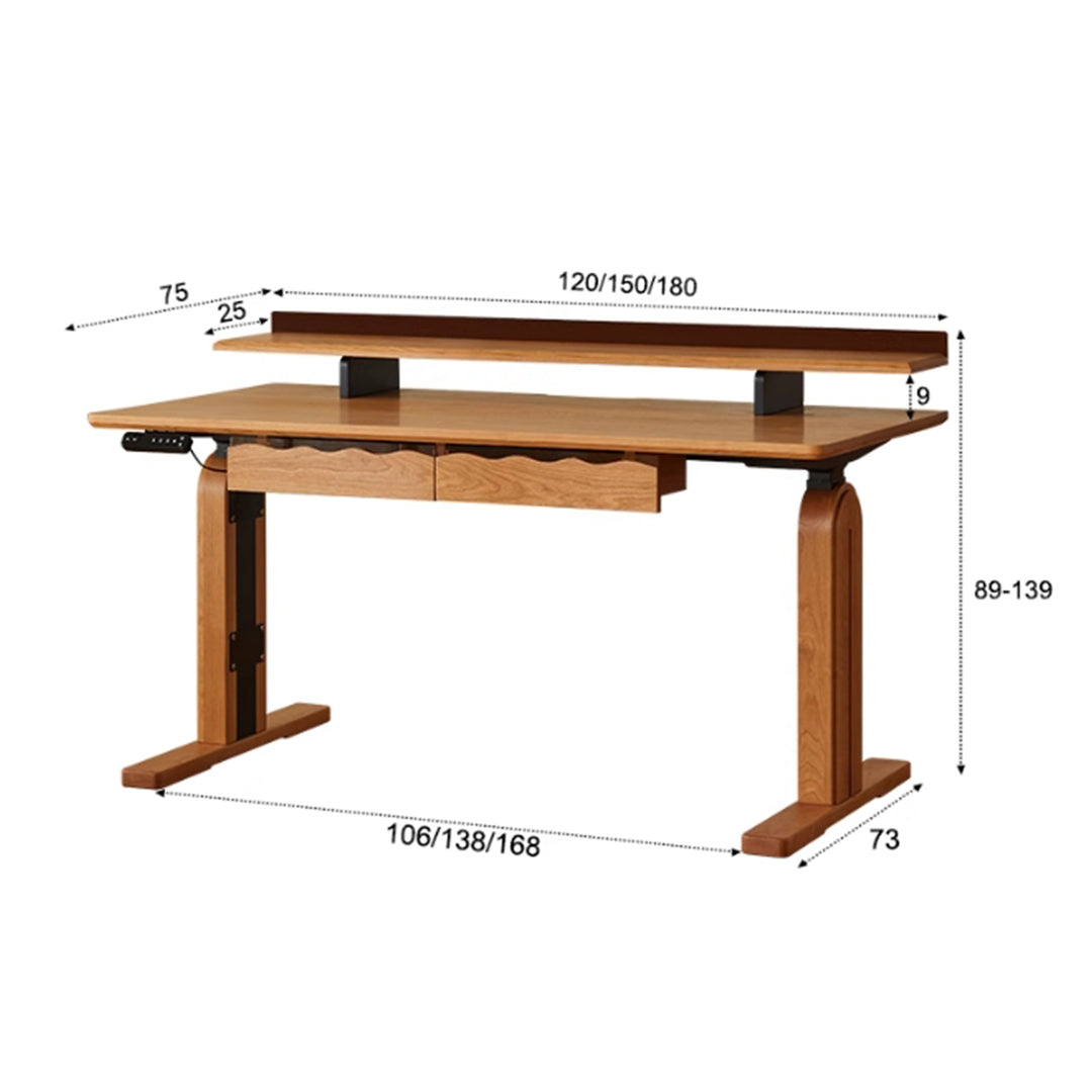 MAS-2969 Masdio Japandi Adjustable Solid Wood Study Table