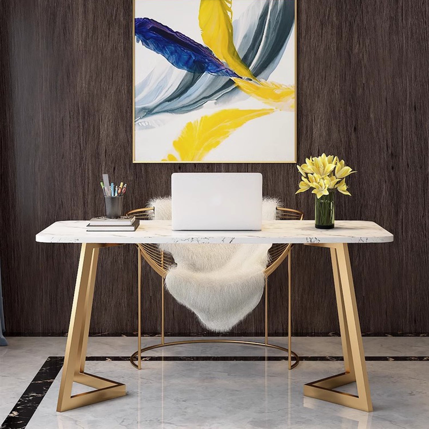 MAS-3040 Masdio Contemporary Marble Study Table