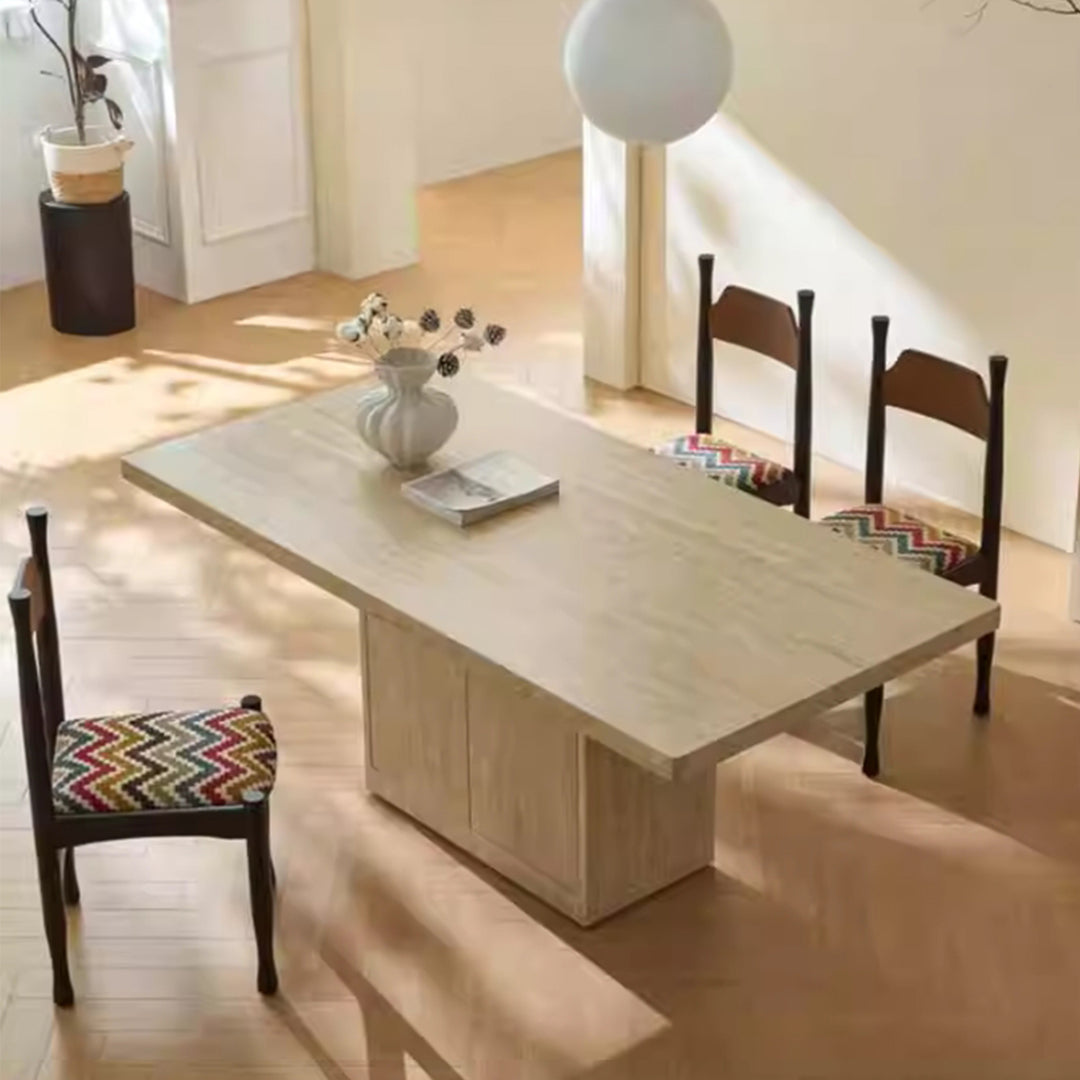 MAS-3075 Masdio Modern Travertine Storage Dining Table