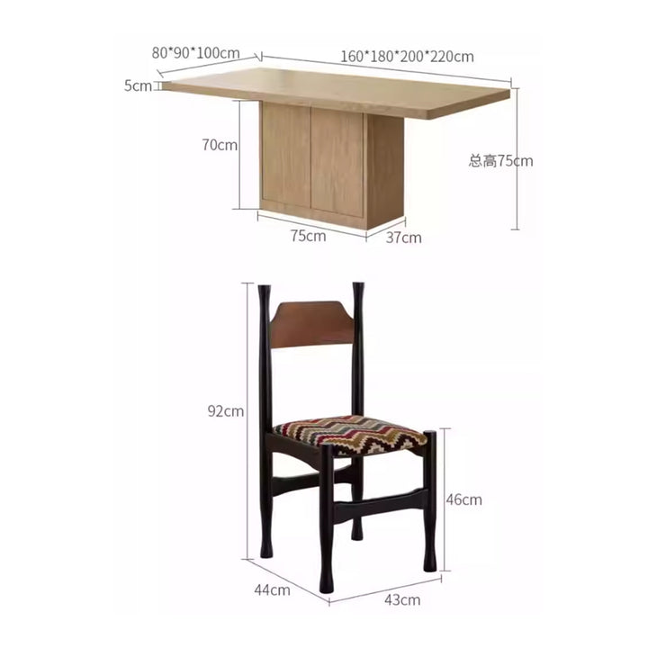 MAS-3075 Masdio Modern Travertine Storage Dining Table