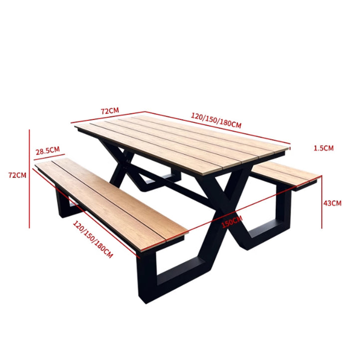 MAS-3098 Masdio Modern Solid Wood Outdoor Table & Bench
