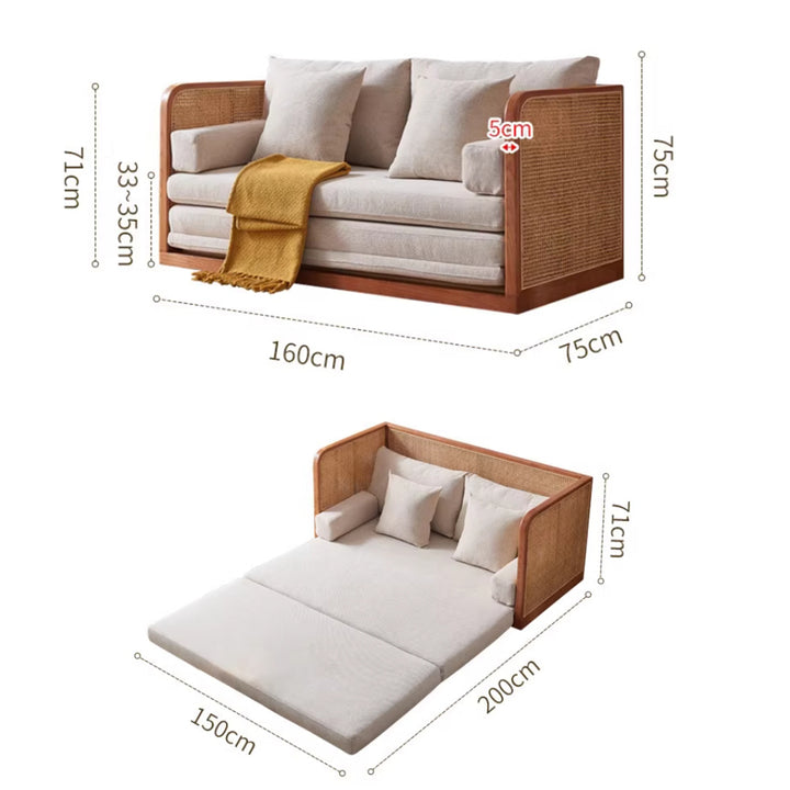 MAS-3197 Masdio Japandi Rattan Sofa Bed