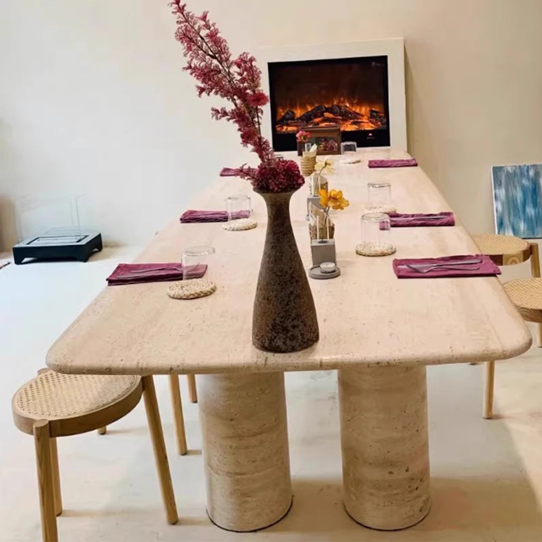 MAS-3251 Masdio Wabi Sabi Travertine Dining Table