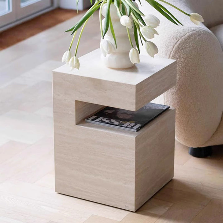 MAS-3278 Masdio Modern Travertine Side Table
