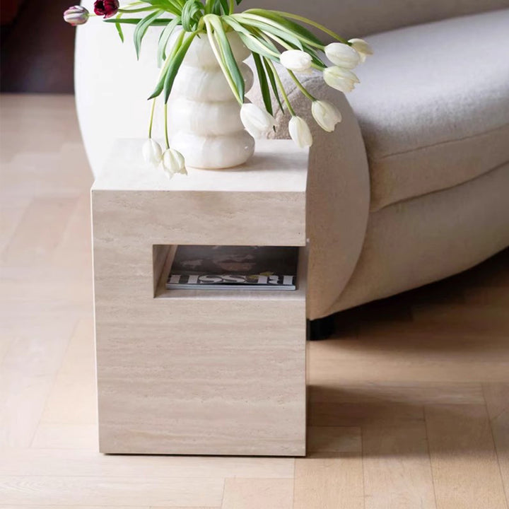 MAS-3278 Masdio Modern Travertine Side Table