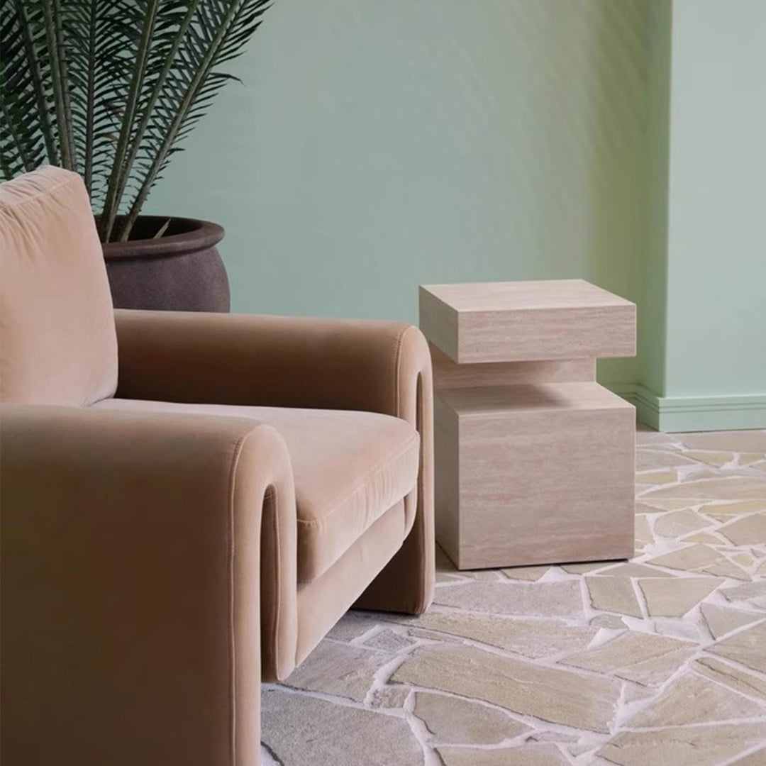 MAS-3278 Masdio Modern Travertine Side Table