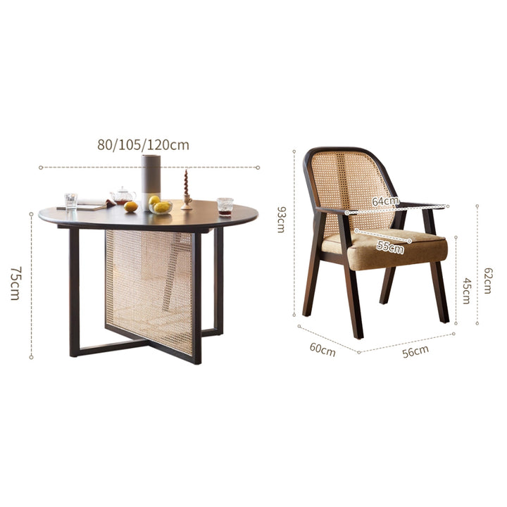 MAS-3290 Masdio Black Rattan Round Dininng Table, Chair