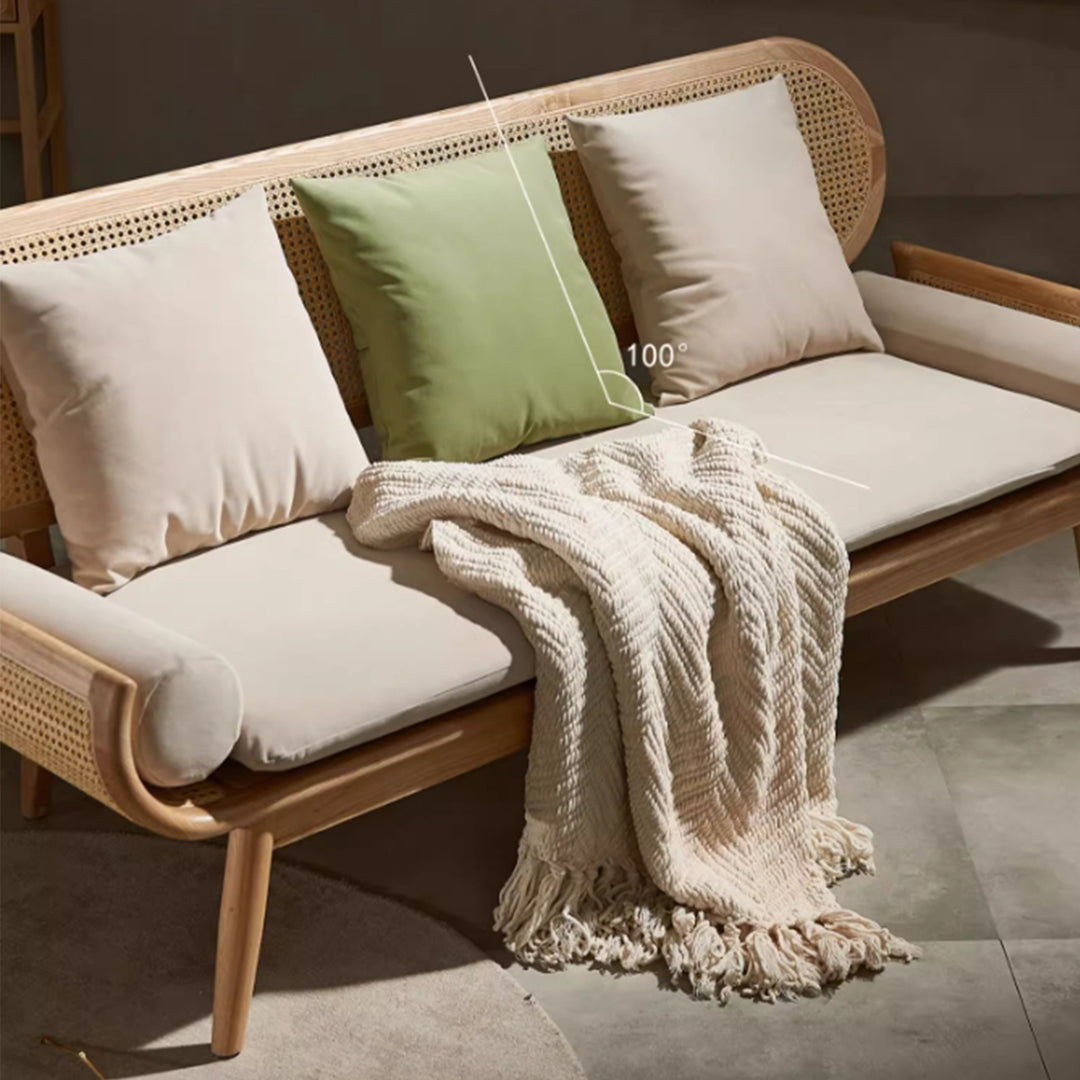 MAS-3298 Masdio Ash Wood Rattan Sofa