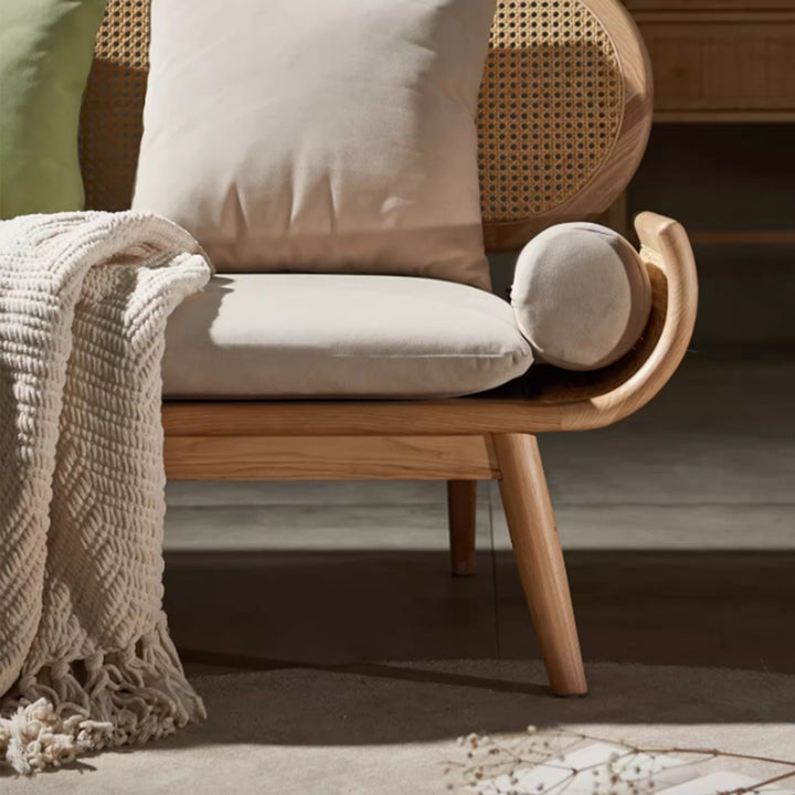 MAS-3298 Masdio Ash Wood Rattan Sofa
