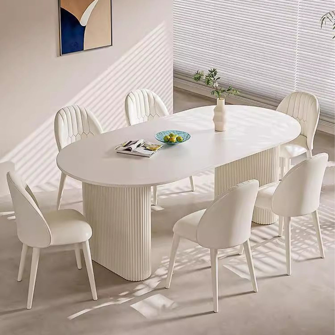 MAS-3305 Masdio Luxury white Stone Slate dining table and chairs