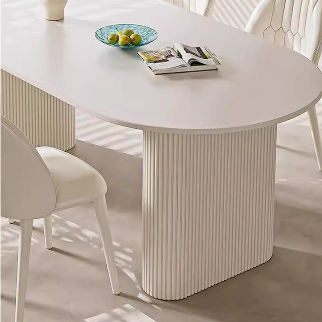 MAS-3305 Masdio Luxury white Stone Slate dining table and chairs