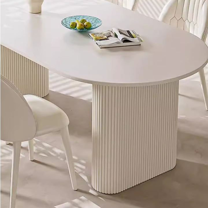 MAS-3305 Masdio Luxury white Stone Slate dining table and chairs