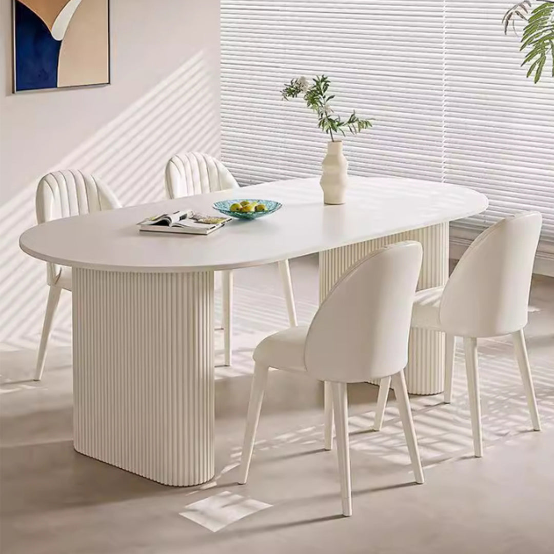 MAS-3305 Masdio Luxury white Stone Slate dining table and chairs