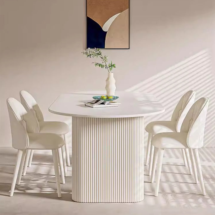 MAS-3305 Masdio Luxury white Stone Slate dining table and chairs