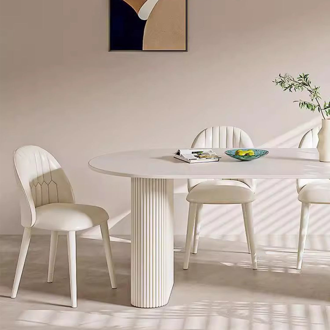 MAS-3305 Masdio Luxury white Stone Slate dining table and chairs