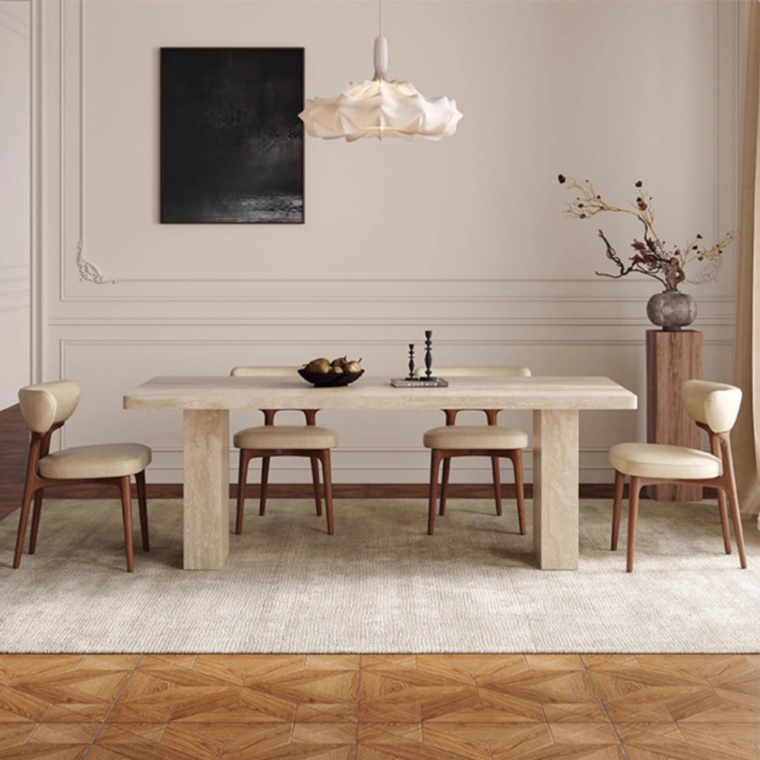 MAS-3306 Masdio Travertine Dining Table and chairs