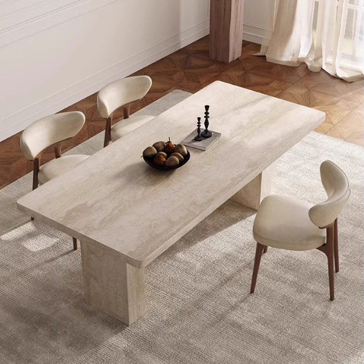 MAS-3306 Masdio Travertine Dining Table and chairs