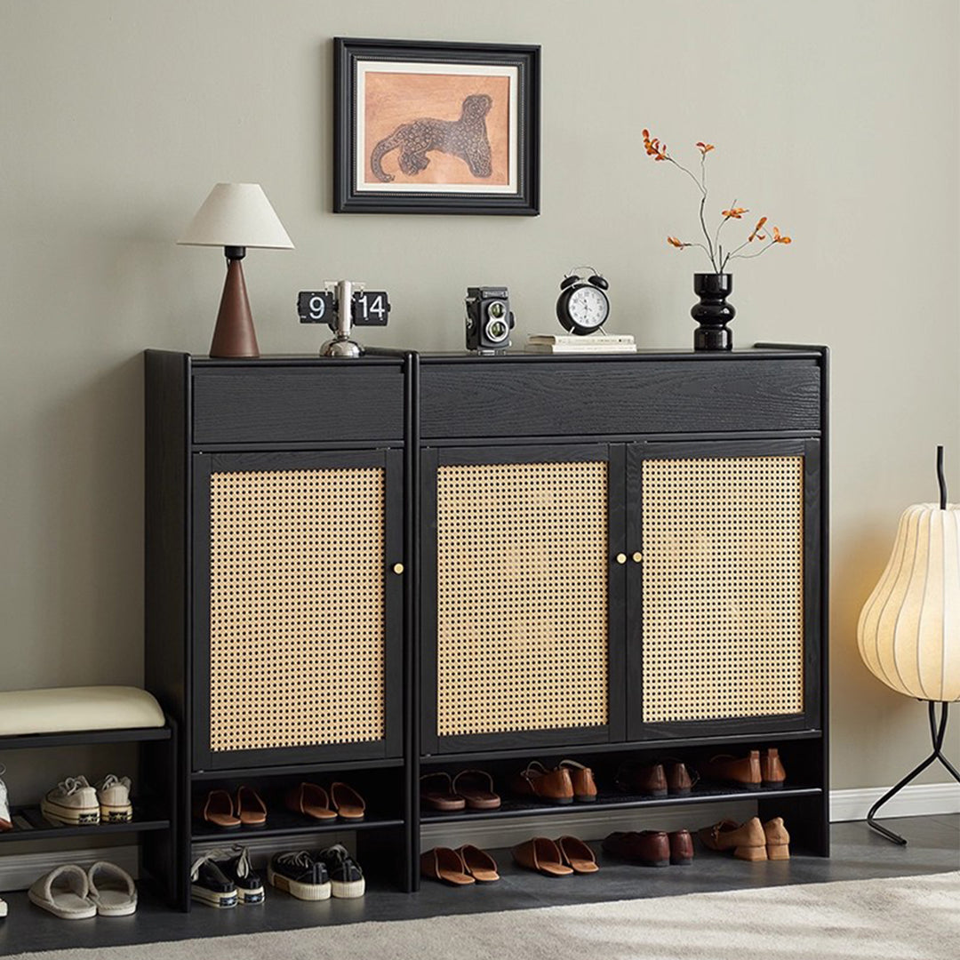 MAS-3313 Masdio Black Rattan Shoes Cabinet
