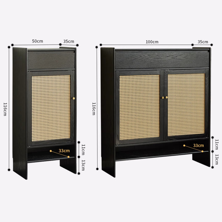 MAS-3313 Masdio Black Rattan Shoes Cabinet