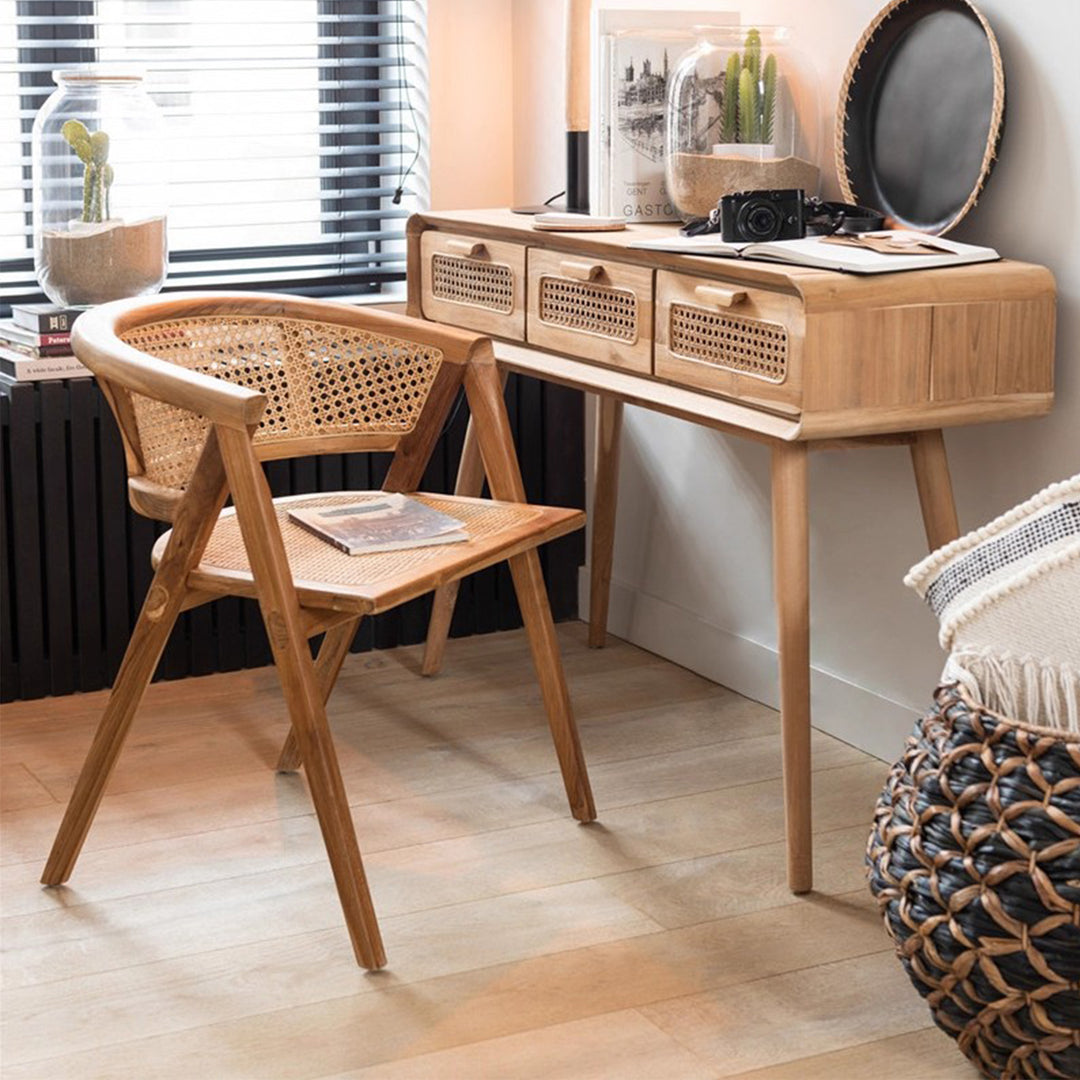 MAS-3313 Masdio Solid Ash Wood Rattan Dining Chair