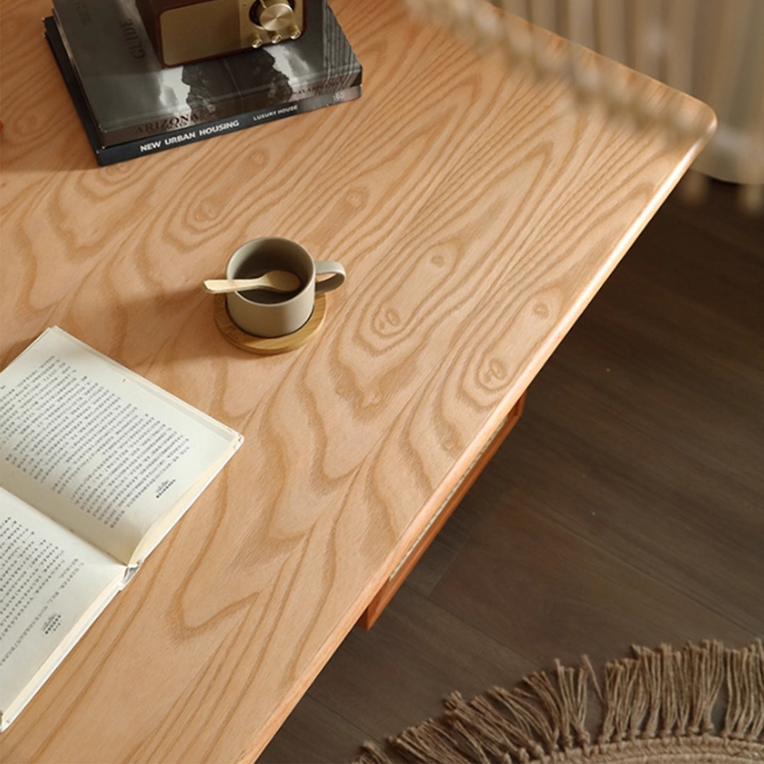 MAS-3314 Masdio Solid Ash Wood Rattan Study Table