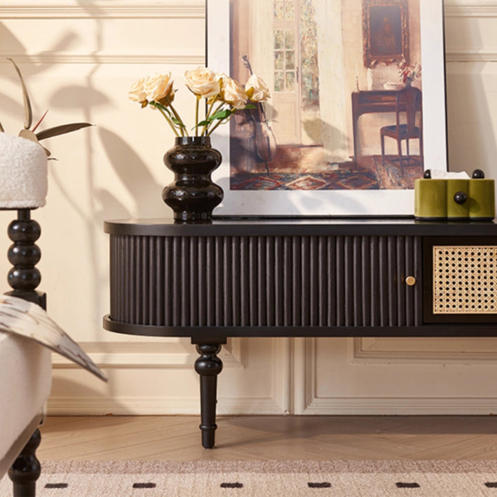 MAS-3319 Masdio Black Rattan Tv Console