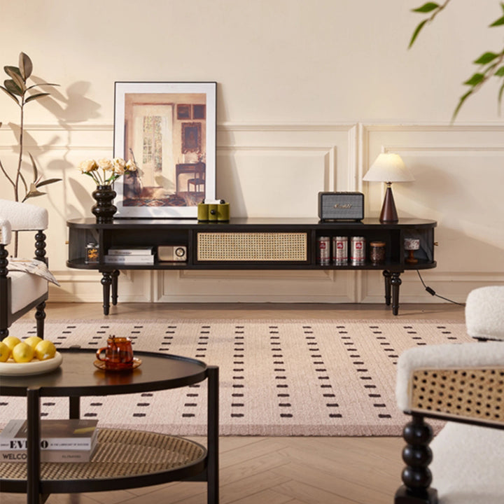 MAS-3319 Masdio Black Rattan Tv Console