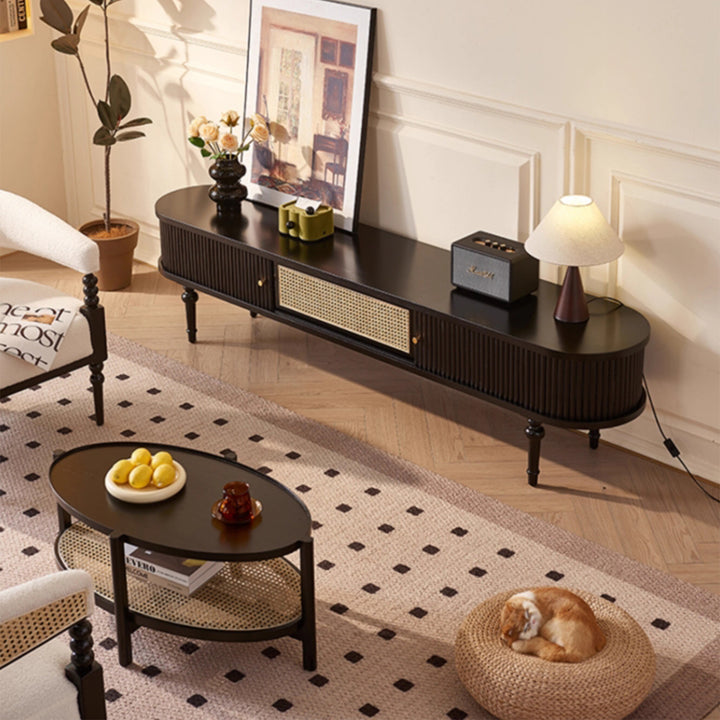 MAS-3319 Masdio Black Rattan Tv Console