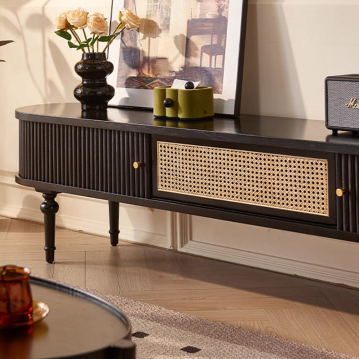 MAS-3319 Masdio Black Rattan Tv Console
