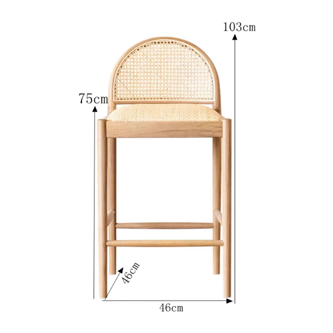 MAS-3321 Masdio Solid Ash Wood Rattan Bar Stool