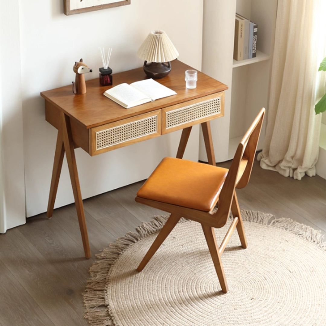 MAS-3323 Masdio Solid Wood Rattan Study Desk