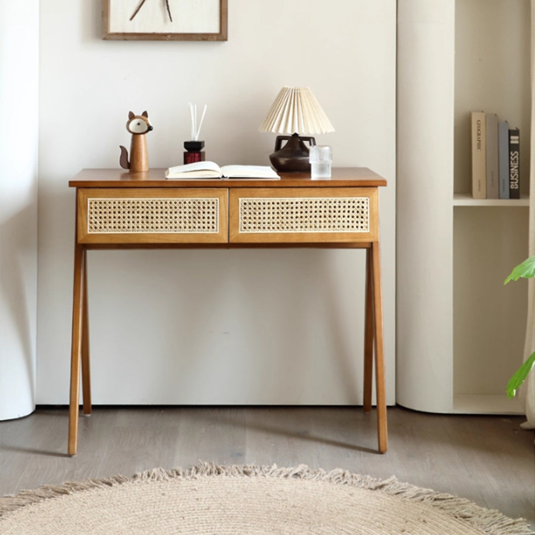 MAS-3323 Masdio Solid Wood Rattan Study Desk