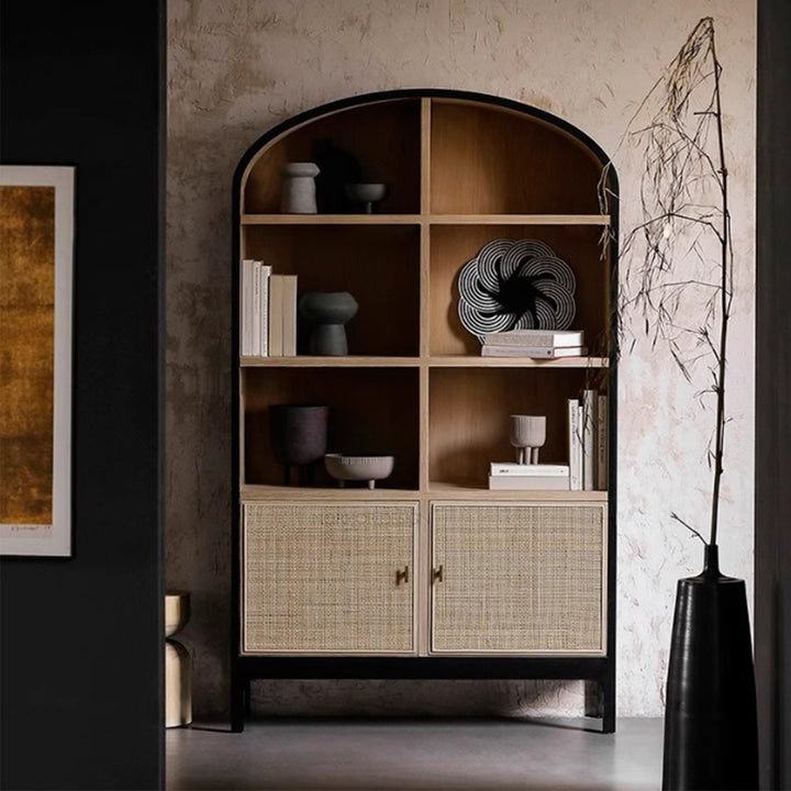 MAS-3324 Masdio Black Rattan Bookshelf