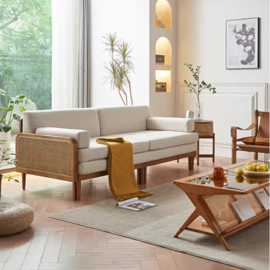 MAS-3325 Masdio Solid Ash Wood Rattan Sofa