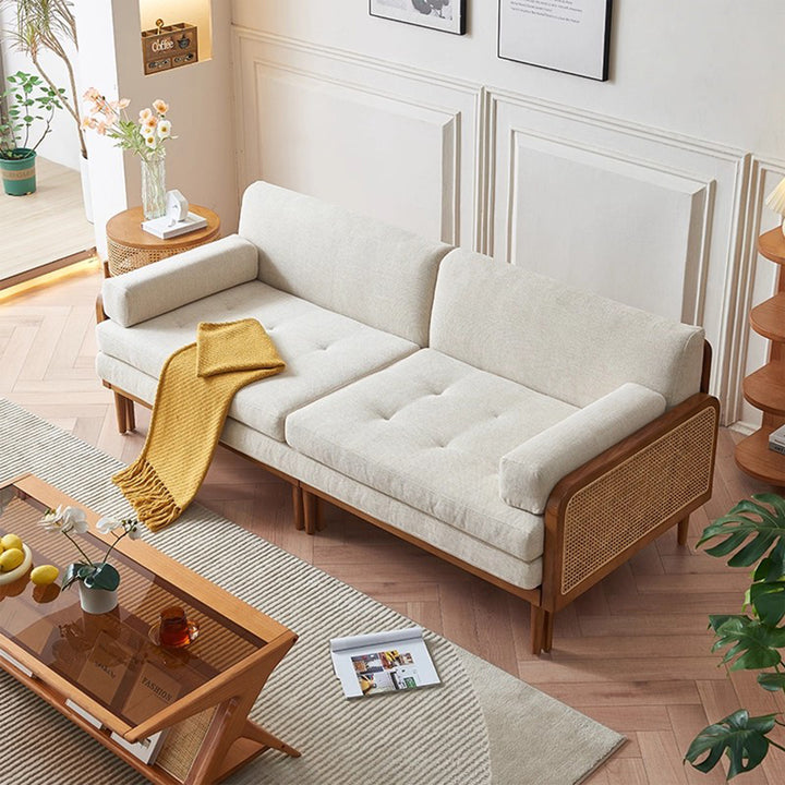 MAS-3325 Masdio Solid Ash Wood Rattan Sofa