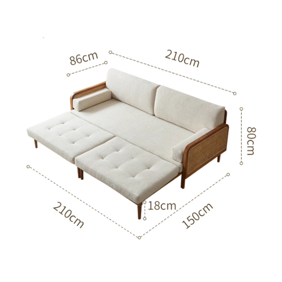 MAS-3325 Masdio Solid Ash Wood Rattan Sofa