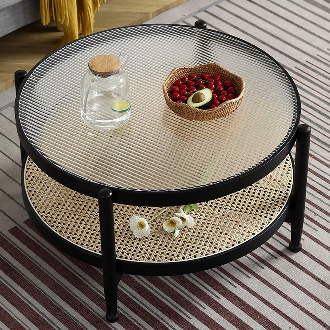 MAS-3327 Masdio Black Rattan Round Coffee Table