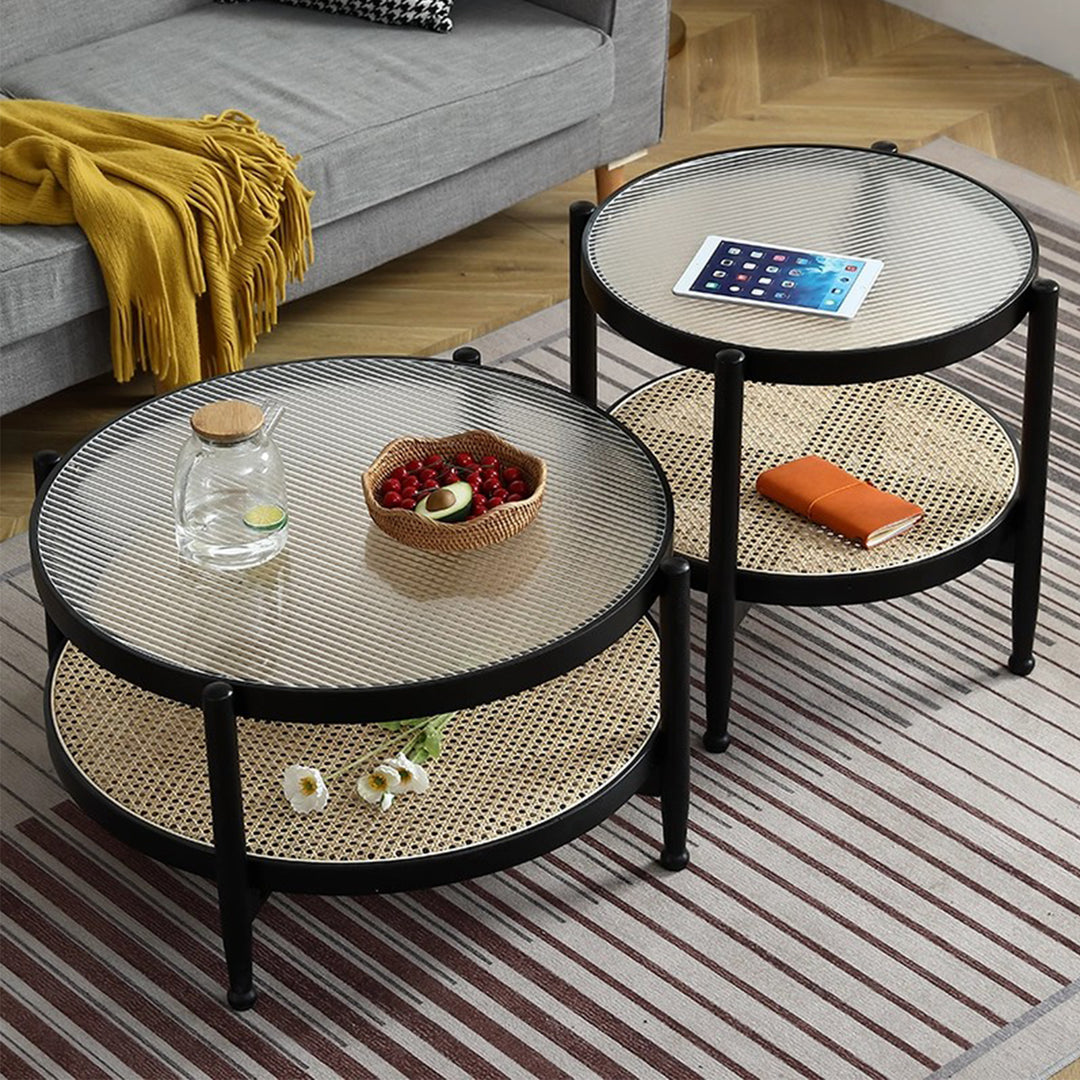 MAS-3327 Masdio Black Rattan Round Coffee Table