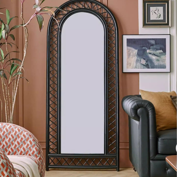 MAS-3329 Masdio Black Rattan Standing Mirror