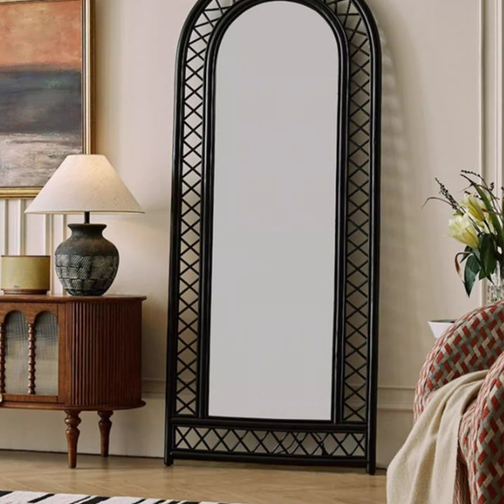 MAS-3329 Masdio Black Rattan Standing Mirror