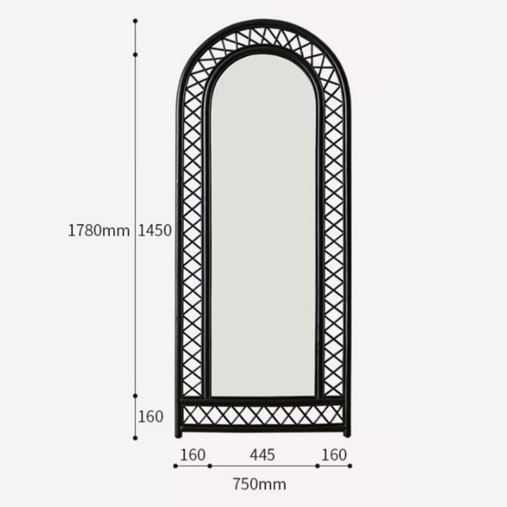 MAS-3329 Masdio Black Rattan Standing Mirror