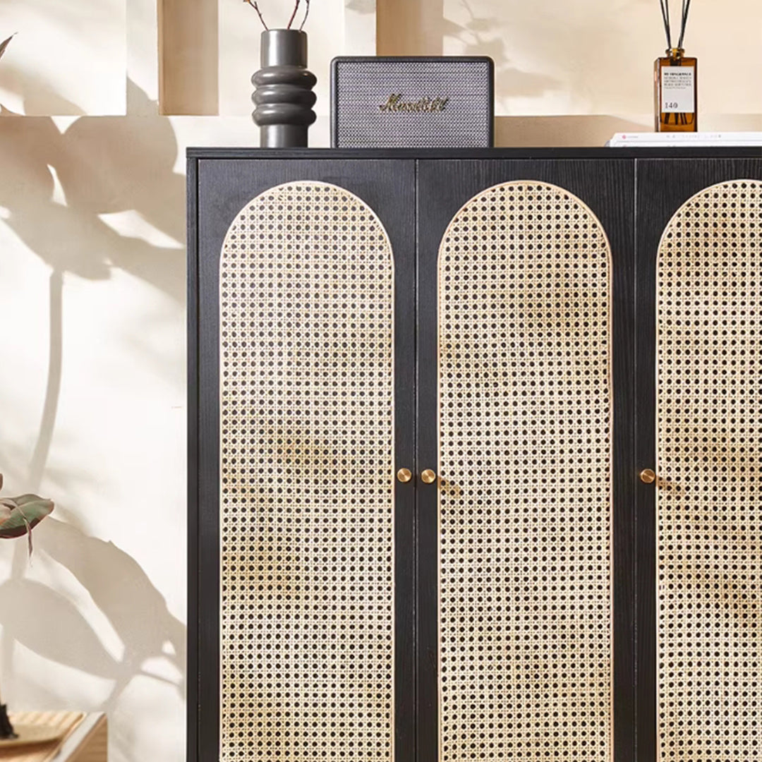 MAS-3333 Masdio Walnut Rattan Shoes Cabinet
