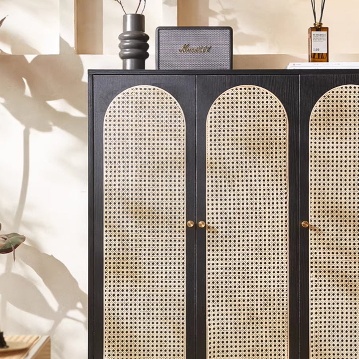 MAS-3333 Masdio Walnut Rattan Shoes Cabinet