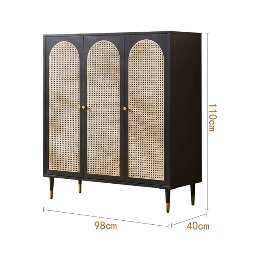 MAS-3333 Masdio Walnut Rattan Shoes Cabinet