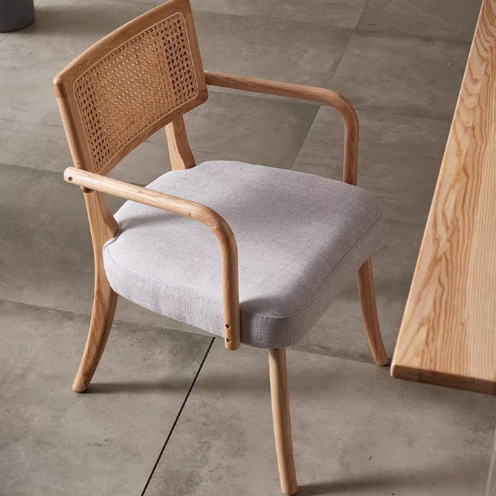 MAS-3334 Masdio Solid Ash Wood Rattan Dining Chair