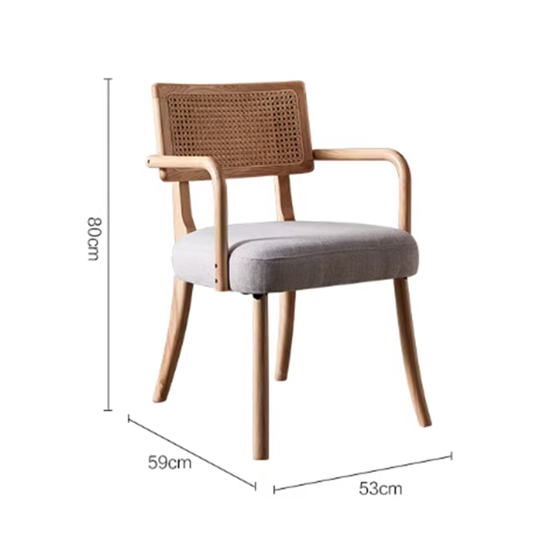 MAS-3334 Masdio Solid Ash Wood Rattan Dining Chair
