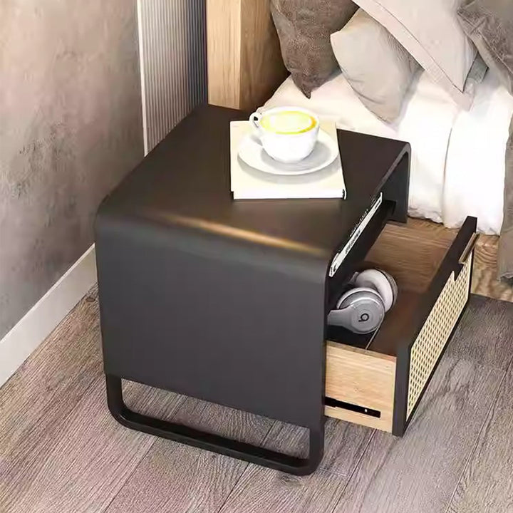 MAS-3335 Masdio Black Rattan Solid Ash Wood Side Table