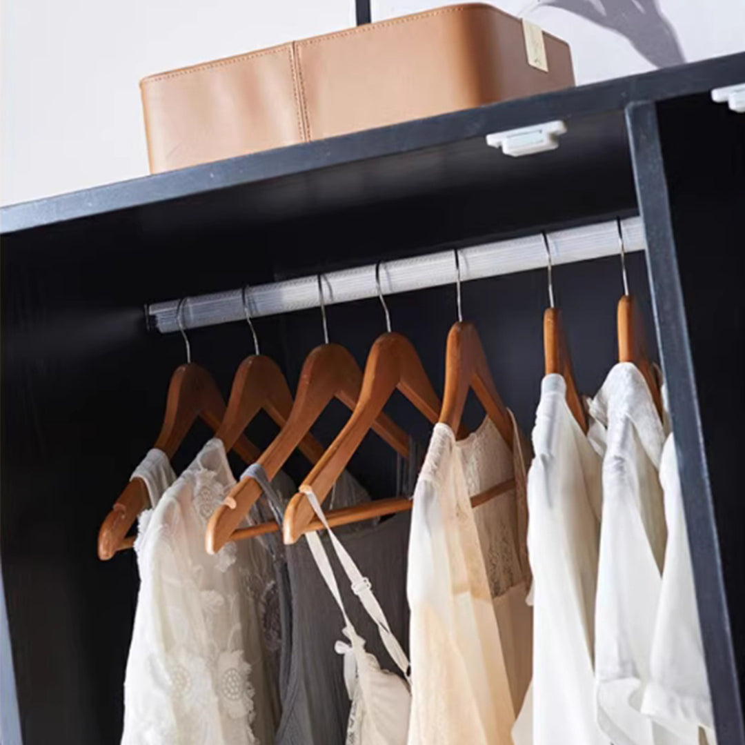 MAS-3336 Masdio Black Rattan Solid Ash Wood Wardrobe
